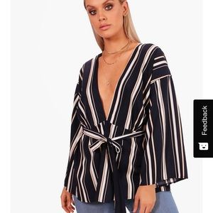 NWT Boohoo wrap shirt with belt